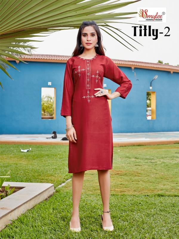 Smylee Titly-2 Designer Rayon Embroidery Kurti 